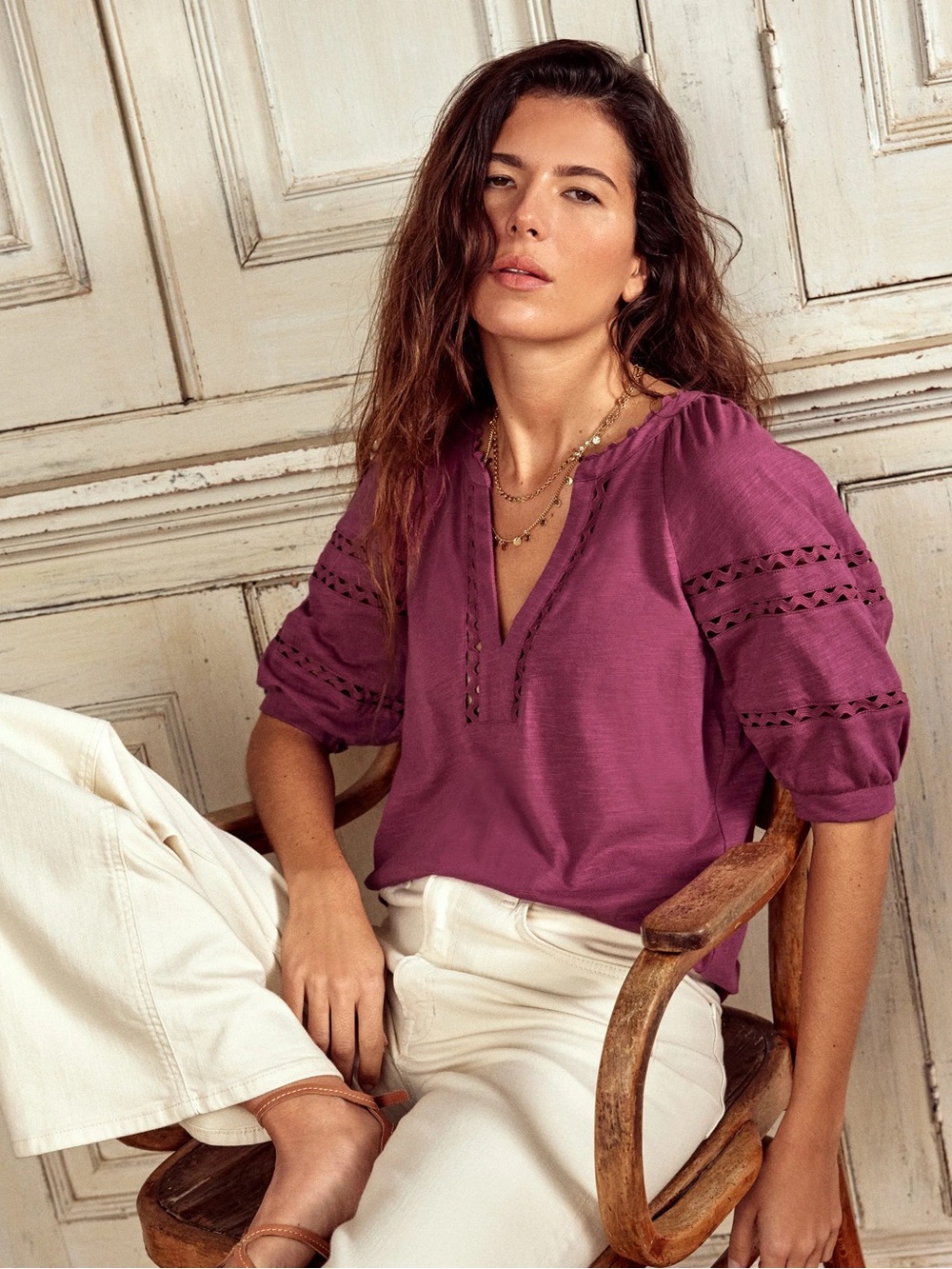 Boden Maisy Rikrak Trim Top in Violet size 16/18